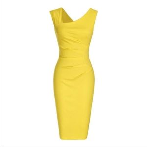 Yellow asymmetrical form fitting dress